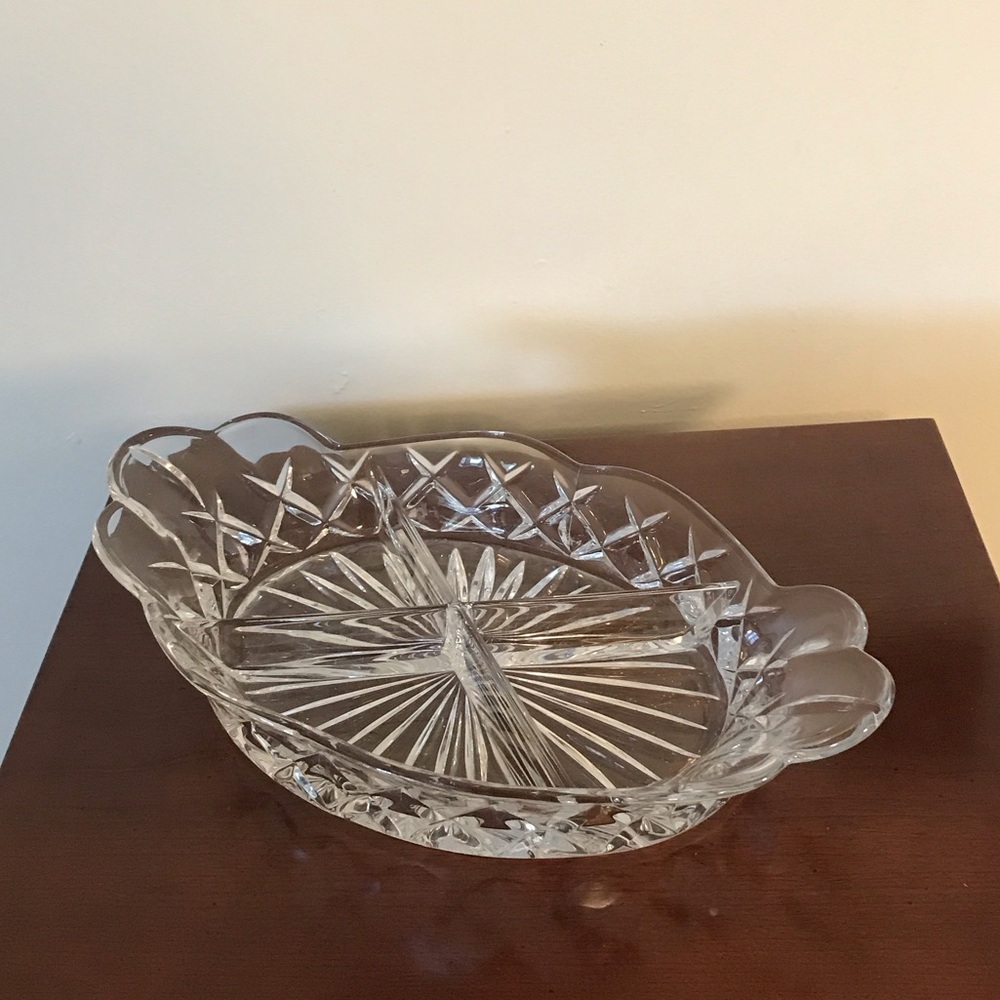 Gorham Crystal King Edward Relish Oval 12 in wide 2.5 in height 7 in across